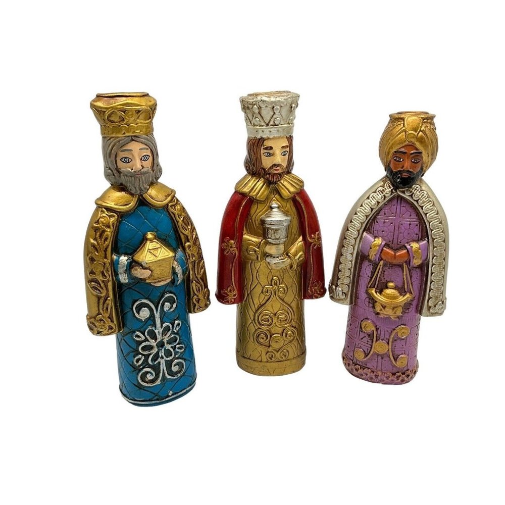 Norcrest Magi Wisemen Vtg Candleholders Christmas Nativity Figurines, Set of 3